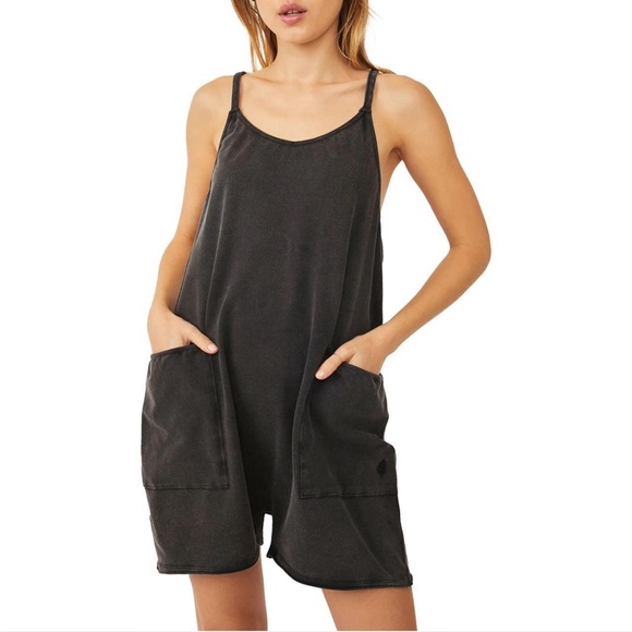 Free People Pants - Free People Hot Shot Romper Heather Black S
